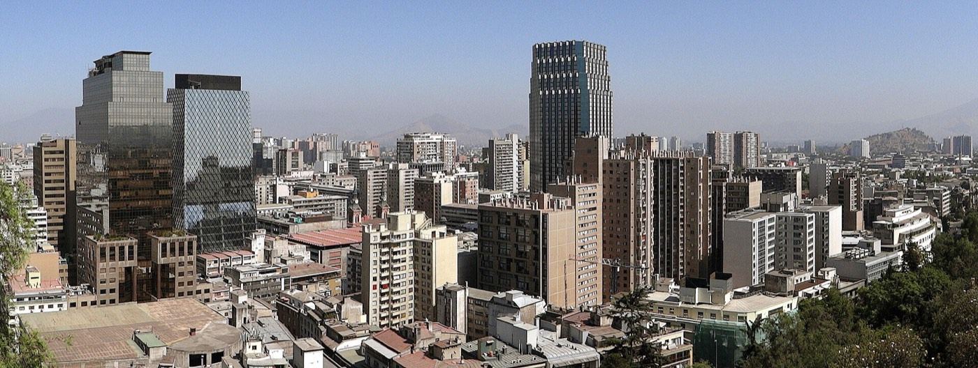 Central Santiago de Chile, with the hills behind the city