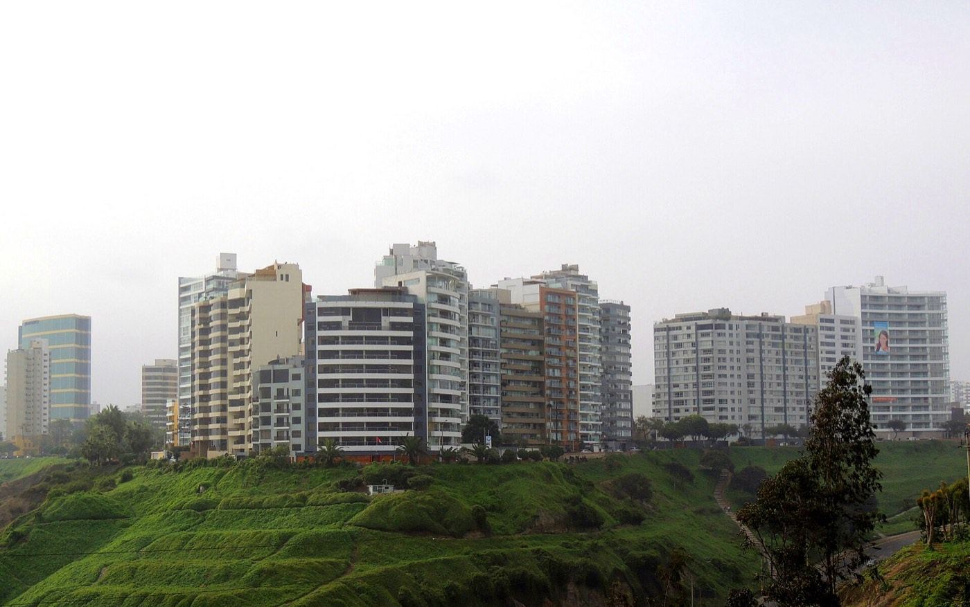 Apartment towers along the Miraflores cliffs in Lima